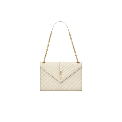 YSL ENVELOPE LARGE IN QUILTED GRAIN DE POUDRE EMBOSSED LEATHER 600166BOW919207 (31*22*7.5cm)